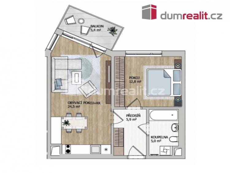Prodej bytu 2+KK Praha, Granitova 1115 č. 16