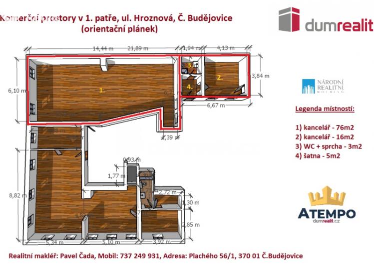 Pronájem komerční nemovitosti České Budějovice, Hroznová 314 č. 3