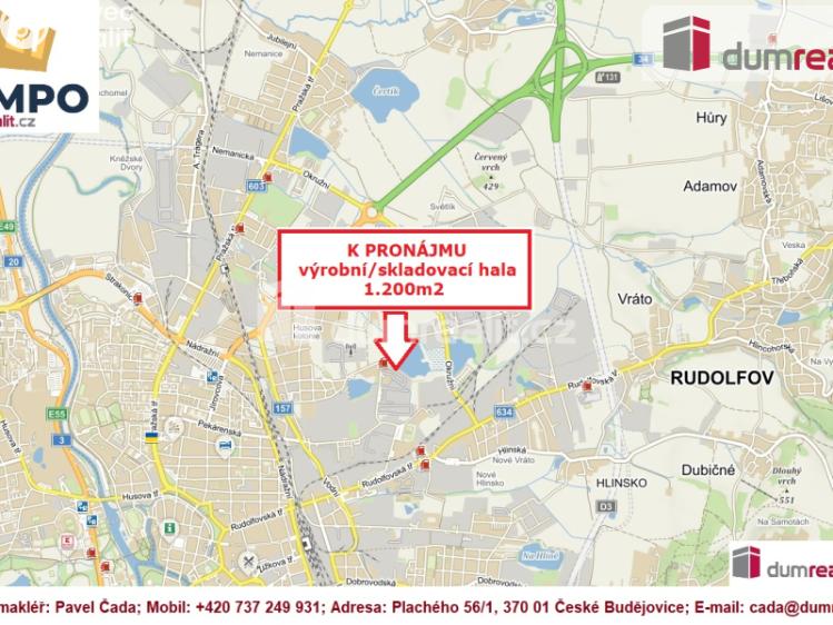 Pronájem výrobní haly České Budějovice, U Sirkárny 658 č. 2