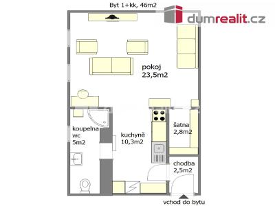 Prodej bytu 1+KK Kralupy nad Vltavou, Vrchlického 600 č. 6