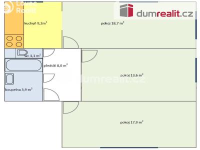 Prodej bytu 3+1 Kostelec nad Labem, Sokolská č. 23