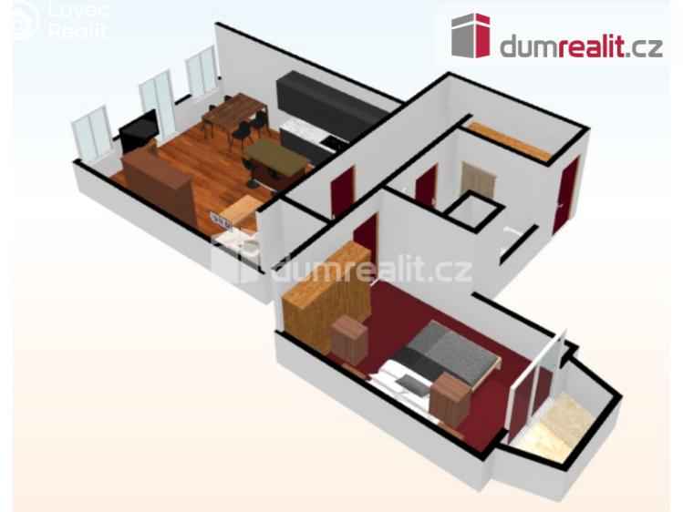 Pronájem bytu 2+KK Praha, Holandská 365 č. 12