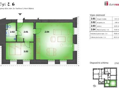 Prodej bytu 2+KK Horní Blatná, náměstí Sv. Vavřince 3 č. 8
