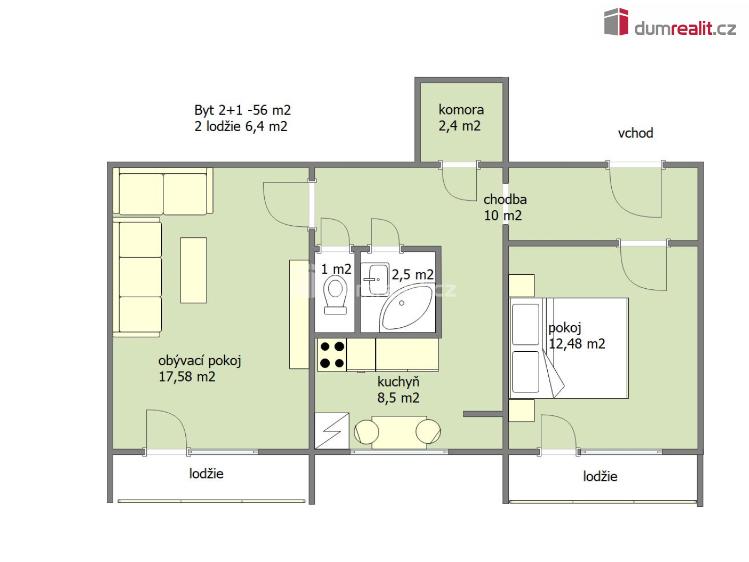 Prodej bytu 2+1 Mělník, Pražská 2645 č. 5