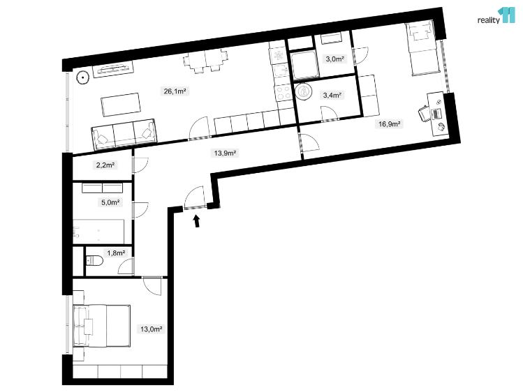 Pronájem bytu 3+KK Praha, V Holešovičkách 2518/36 č. 15