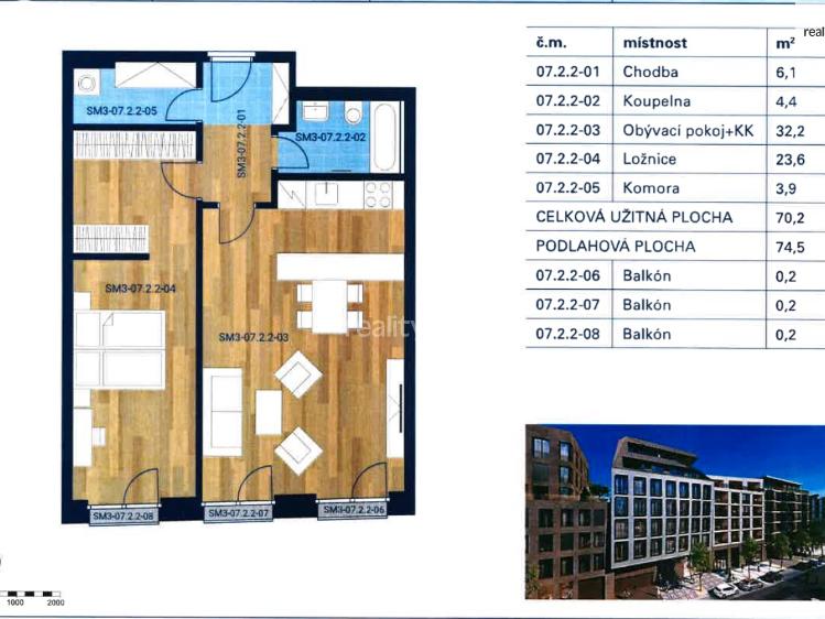 Pronájem bytu 2+KK Praha, Albrightové 3385/3 č. 3